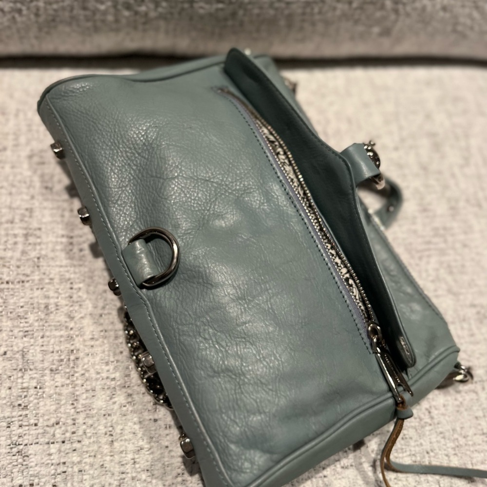 REBECCA MINKOFF MAC large bag teal blue crossbody purse EUC removable strap - Picture 8 of 16